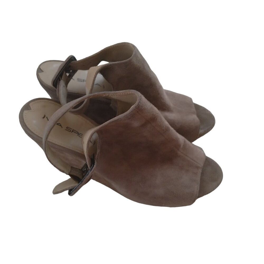 Via Spiga Jaffa Size 8M Beige Suede Wedge Heeled Sandals Shoes
